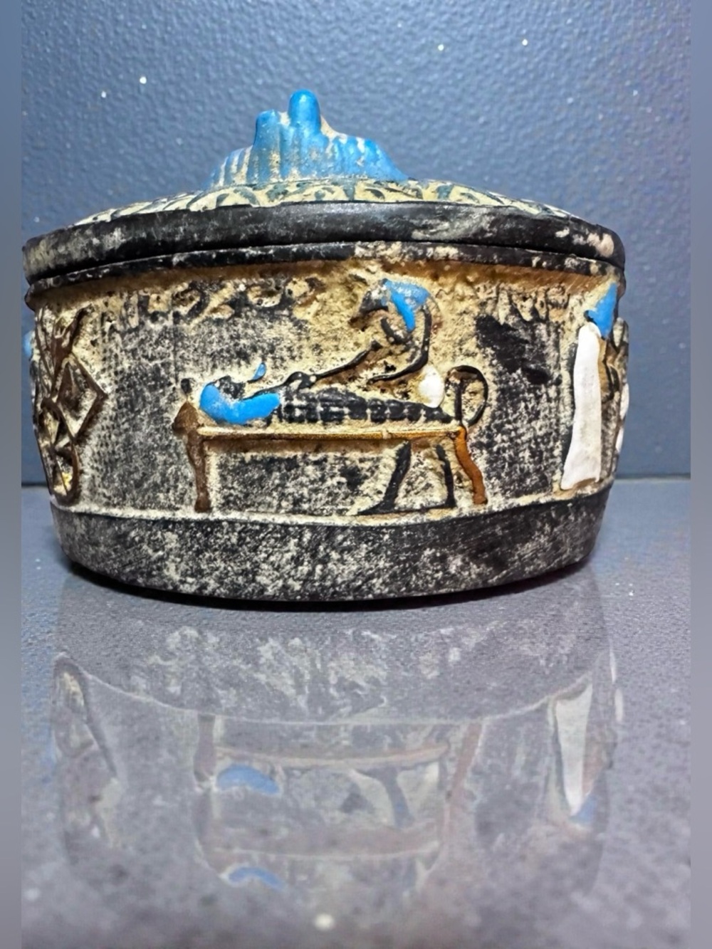 Ancient Egyptian Pharaonic Stone Carved Jewelry Box. New. - Picture 5 of 14